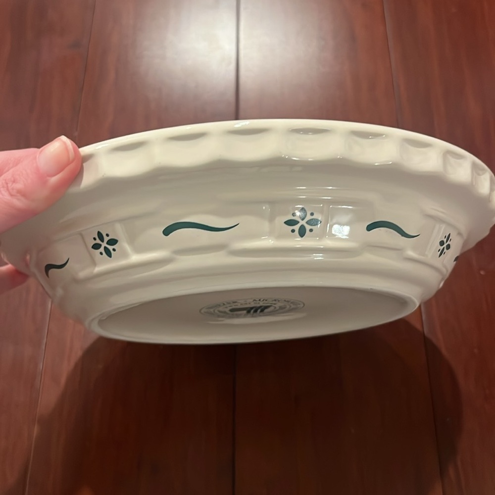 Longaberger Woven Traditions Heritage Green Pie Plate - Picture 4 of 5
